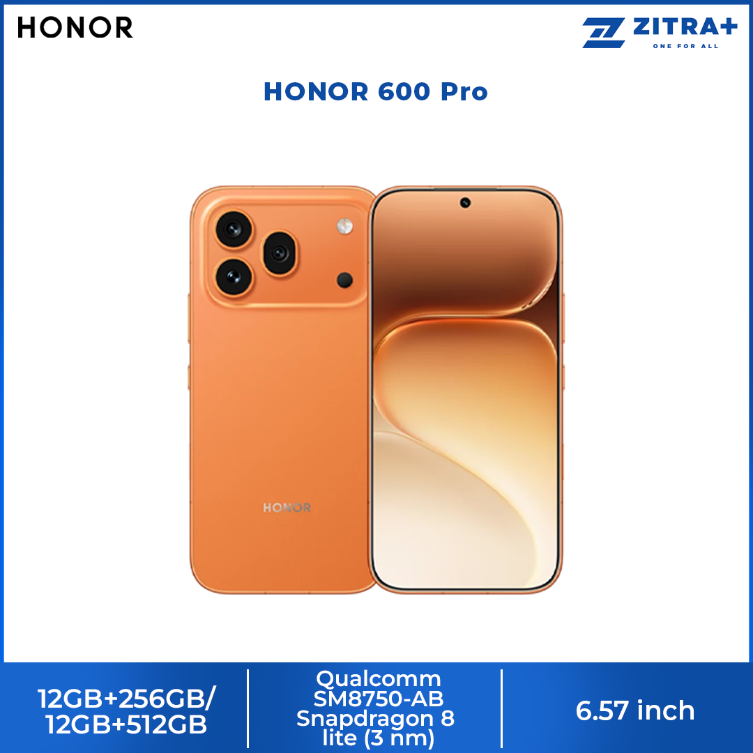HONOR 600 Pro 12GB+256GB/ 12GB+512GB | 6.57 inch, AMOLED | 200MP Rear Camera | Qualcomm SM8750-AB Snapdragon 8 Elite (3 nm) | Li-Po 7000mAh 
