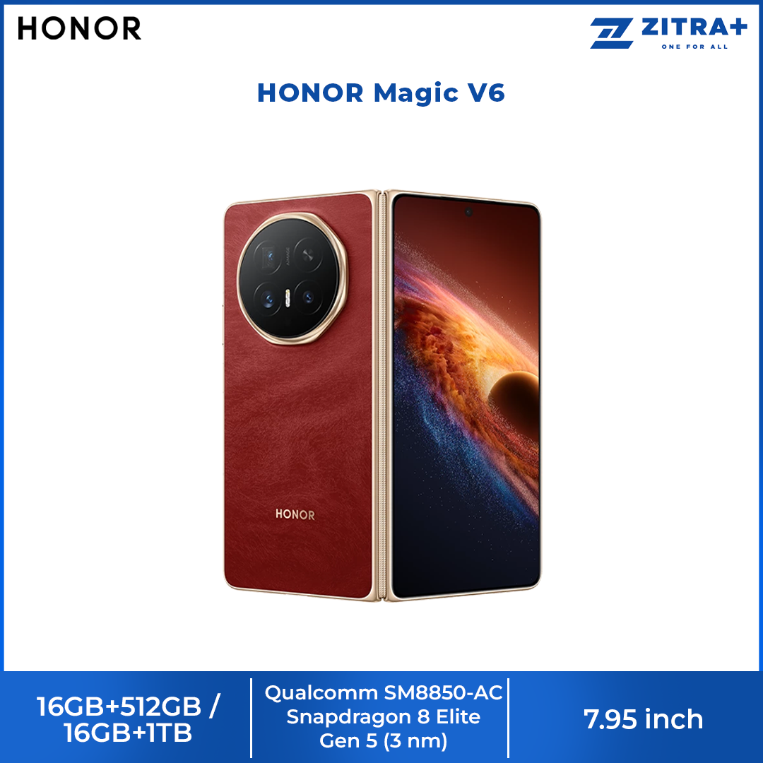 HONOR Magic V6  16GB+512GB / 16GB+1TB |Qualcomm Snapdragon® 8 Elite Gen 5 | 80W + 66W Dual SuperCharge |  IP68 & IP69