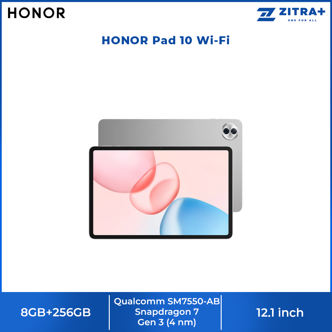 HONOR Pad 10 Wi-Fi 8GB+256GB | 8MP Main Camera | 12.1 inch | Qualcomm SM7550-AB Snapdragon 7 Gen 3 (4 nm) | Li-Po 10100mAh | Android 15, MagicOS 9