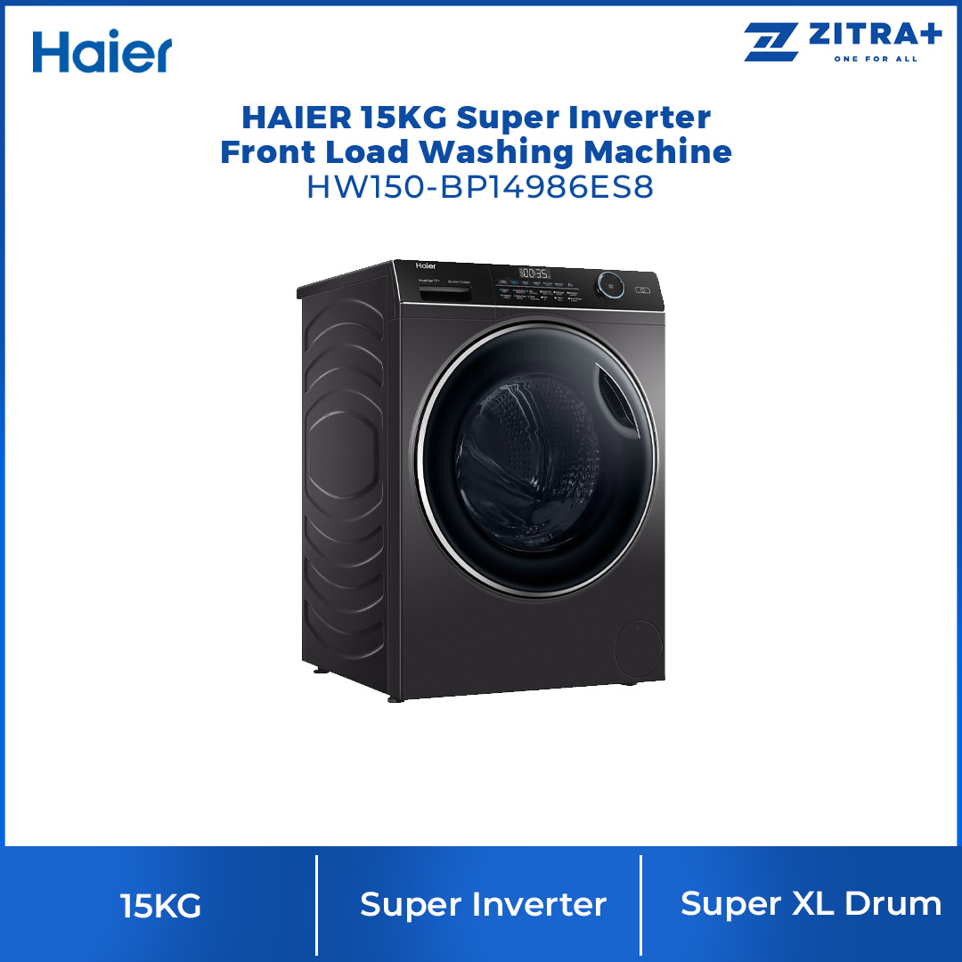 HAIER 15KG Super Inverter Front Load Washing Machine HW150-BP14986ES8 | Super XL Drum | Laser Welding Technology | Steam Wash