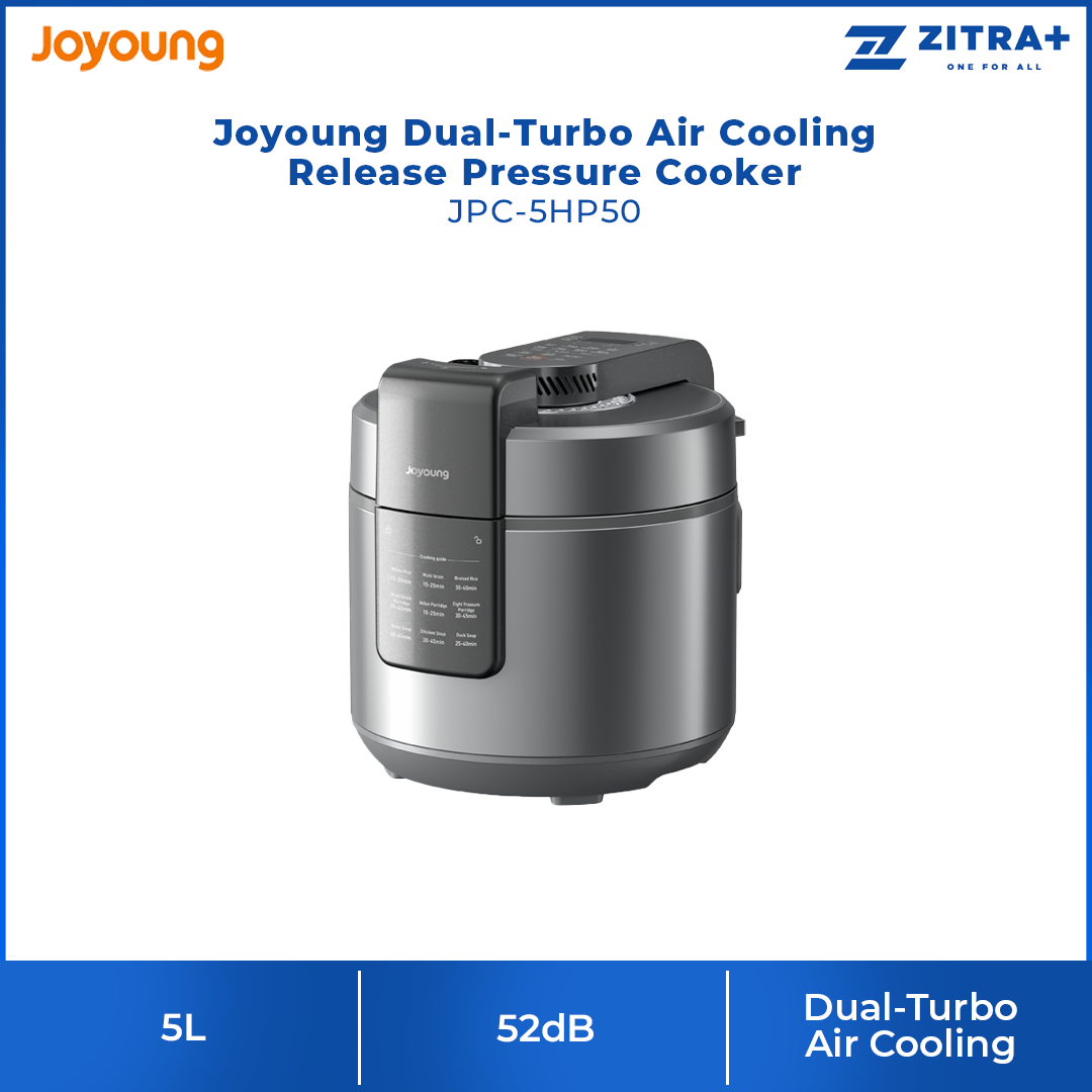 Joyoung 5L Dual-Turbo Air Cooling Release Pressure Cooker JPC-5HP50 | Quiet Operation | 12 Preset Cooking Menus | 3 Texture Settings
