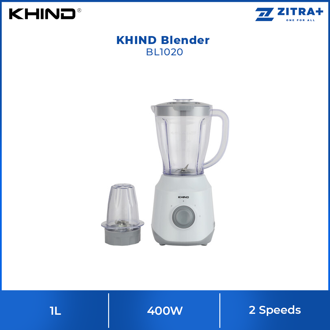 KHIND 1L Blender BL1020 | Detachable Blade for Easy Cleaning | Durable Stainless Steel Blade | 400W Power