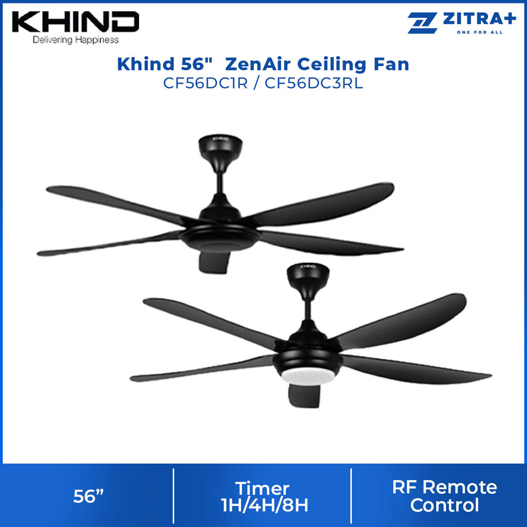 Khind 56" ZenAir Ceiling Fan CF56DC1R  / CF56DC3RL | Low Noise | 6+6 Speeds | Natural Wind | 1  Year General Warranty   5 Year Motor Warranty