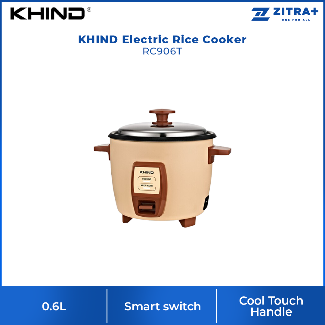 KHIND 0.6L / 1.0L / 1.8L / 2.8L Electric Rice Cooker RC906T / RC910T / RC918T / RC928T | Smart switch | Keep warm switch | Cool Touch Handle