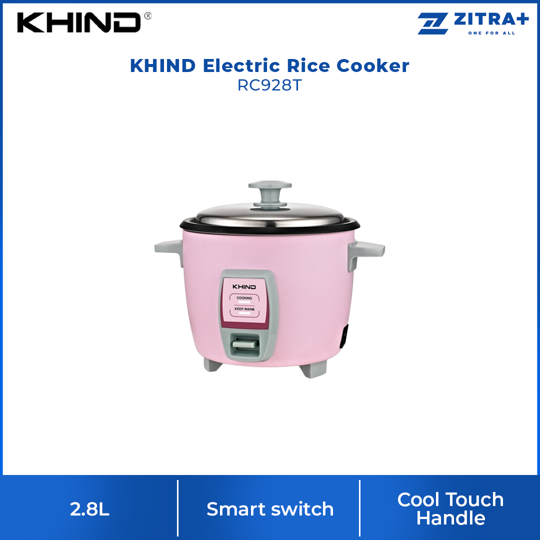 KHIND 0.6L / 1.0L / 1.8L / 2.8L Electric Rice Cooker RC906T / RC910T / RC918T / RC928T | Smart switch | Keep warm switch | Cool Touch Handle