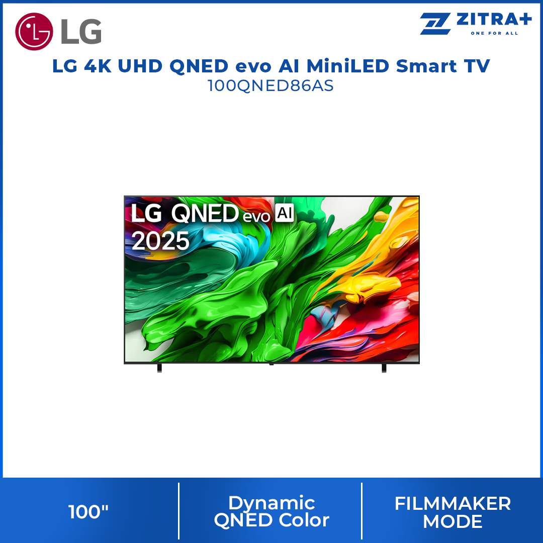 LG 55"/65"/75"/86"/100" 4K UHD QNED evo AI MiniLED Smart TV QNED86AS | Alpha 8 AI Processor Gen2 | Dynamic QNED Colour | Dolby Vision / HDR10 / HLG