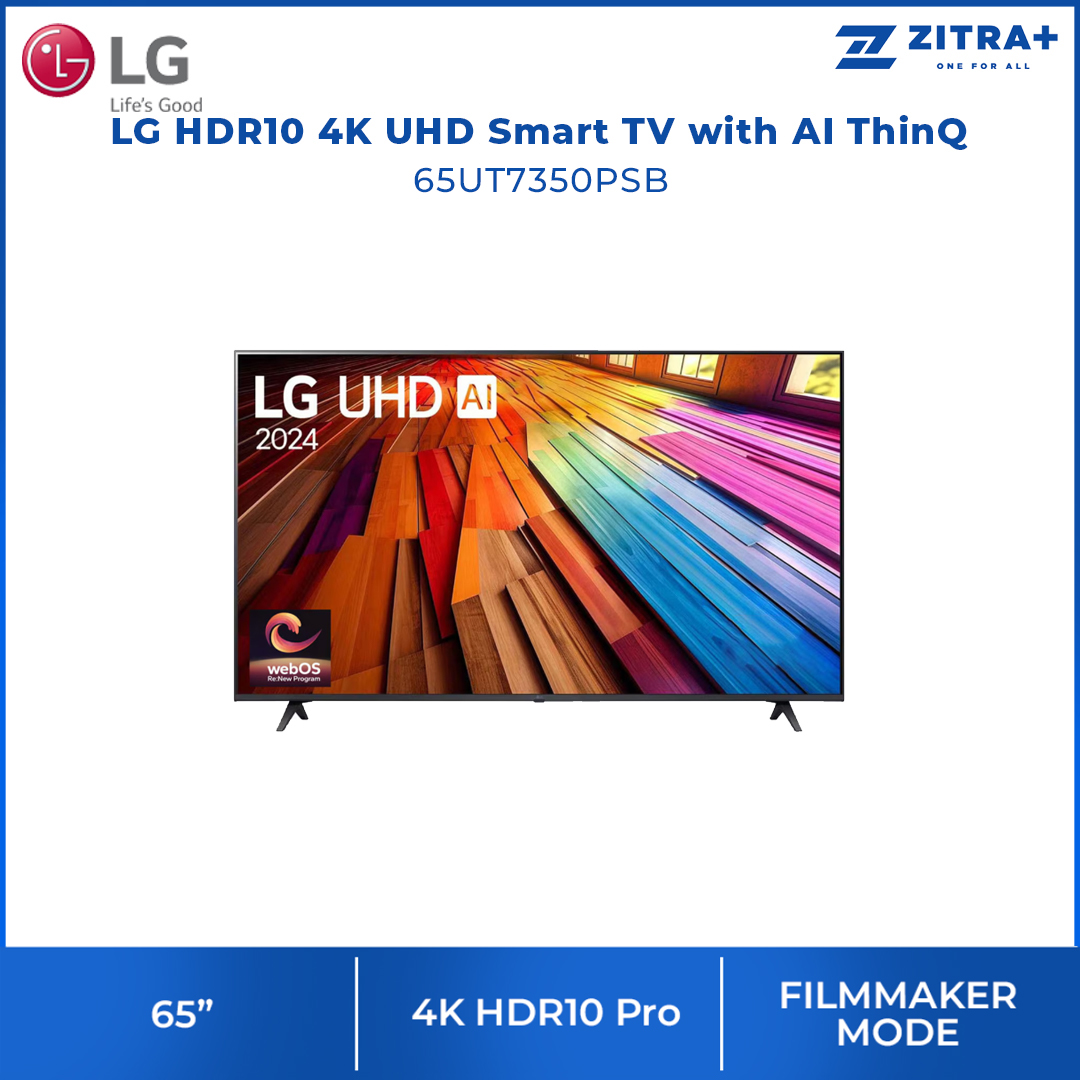 LG 65" HDR10 4K UHD Smart TV with AI ThinQ 65UT7350PSB | 4K HDR10 Pro | AI ThinQ | Filmmaker Mode