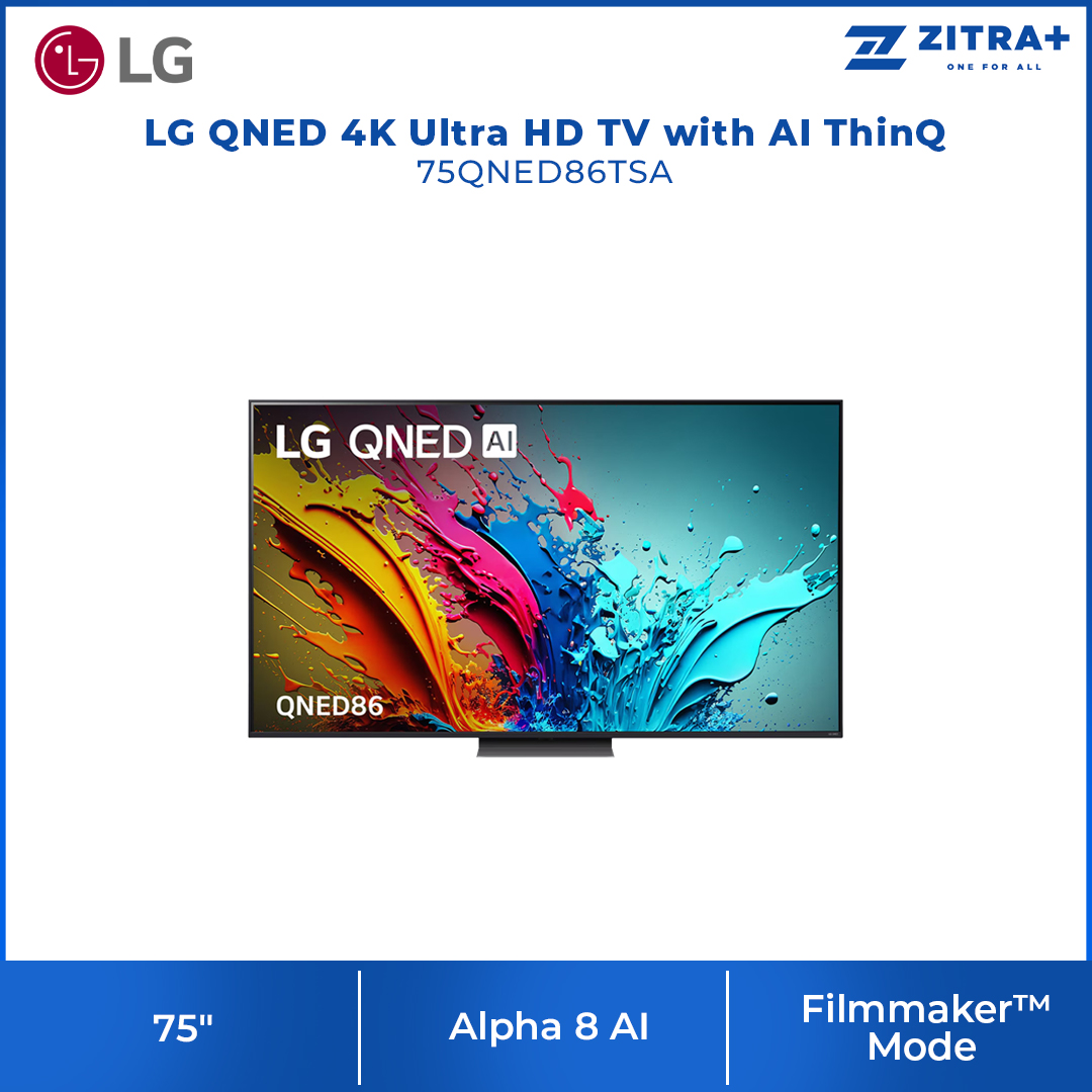 LG 75" QNED 4K Ultra HD TV with AI ThinQ 75QNED86TSA | Alpha 8 AI Processor 4K | ThinQ AI & WebOS