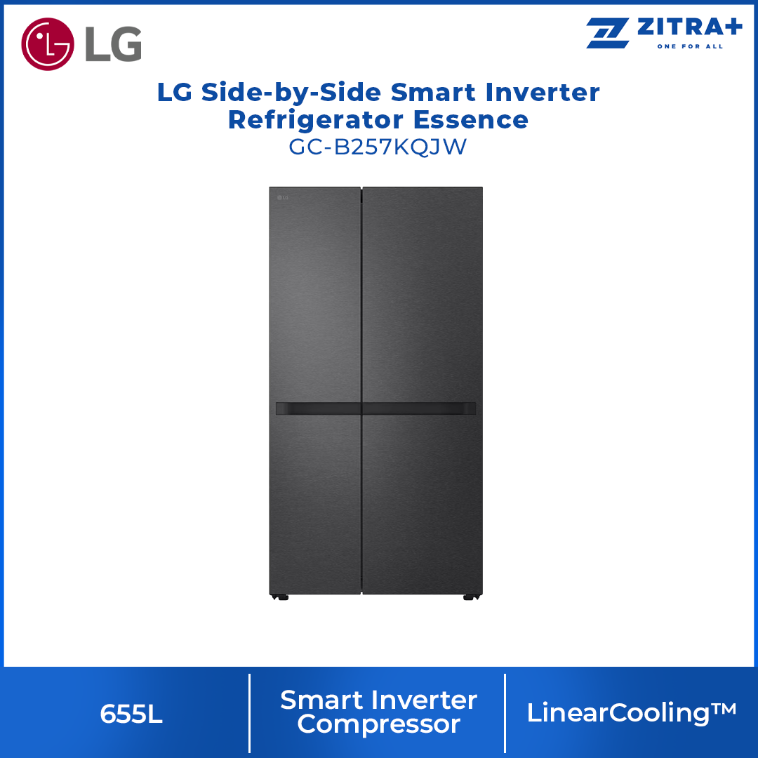 LG 655L Side-by-Side Smart Inverter Refrigerator Essence GC-B257KQJW | Smart Inverter Compressor | LinearCooling™ | Express Freezing