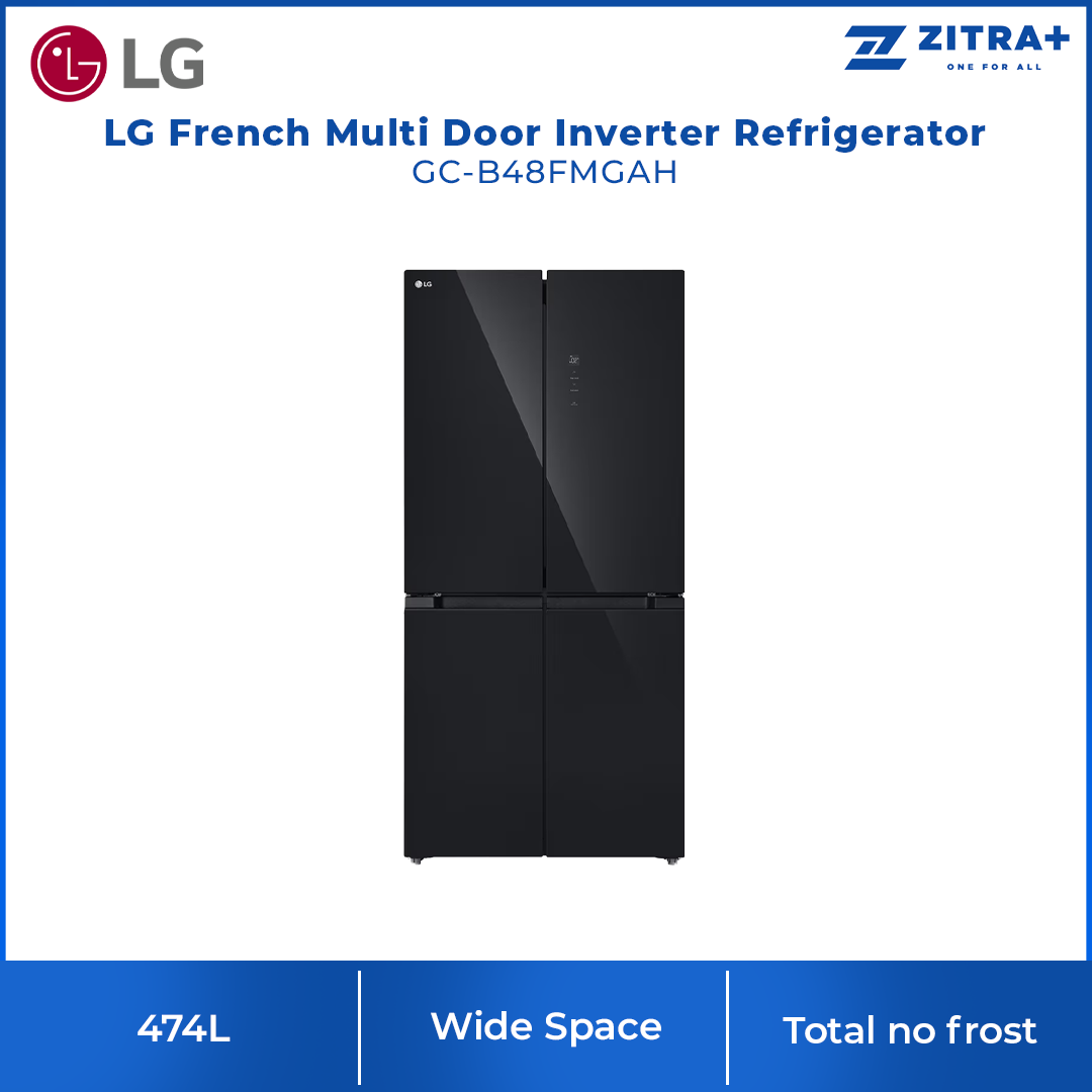 LG 474L French Multi Door Inverter Refrigerator GC-B48FMGAH | Fresh cooling | No Frost | Wide Space | Multi Air Flow | Tempered glass shelves