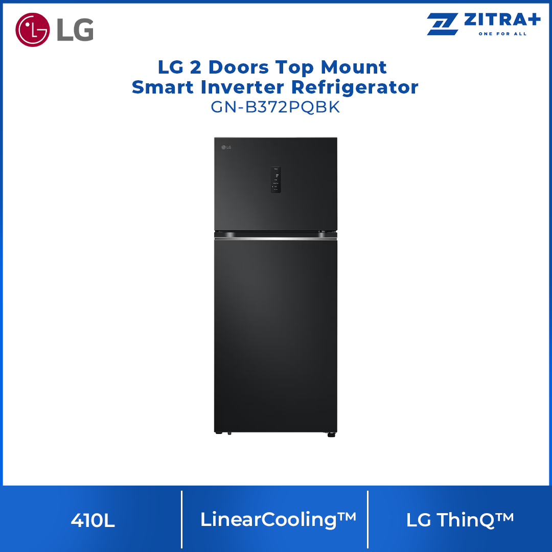 LG 410L 2 Doors Top Mount Smart Inverter Refrigerator GN-B372PQBK | Door Cooling+™ | Hygiene Fresh | Fresh 0 Zone