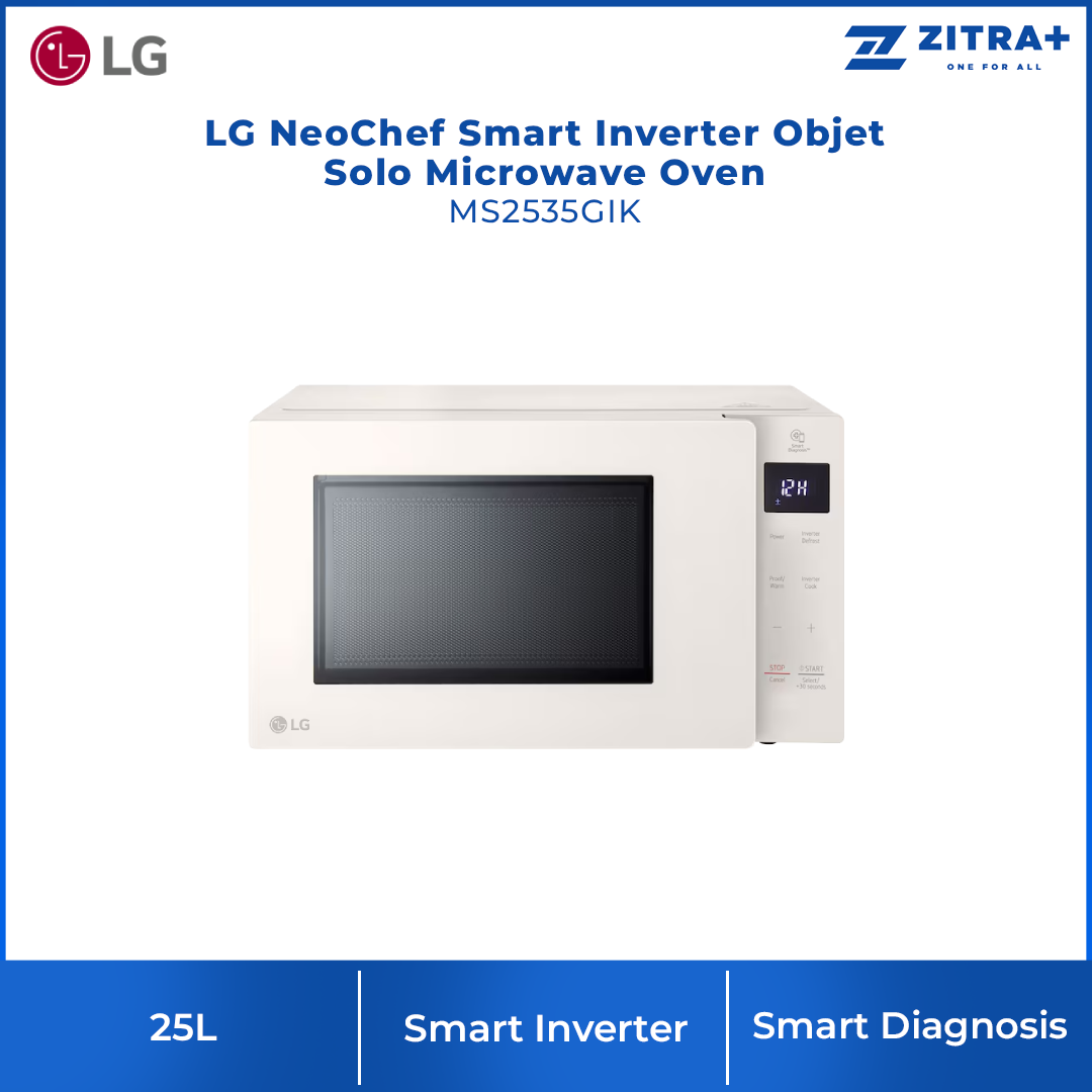 LG 25L NeoChef Smart Inverter Objet Solo Microwave Oven MS2535GIK | Auto Reheat | EasyClean™ Coating | Keep Warm