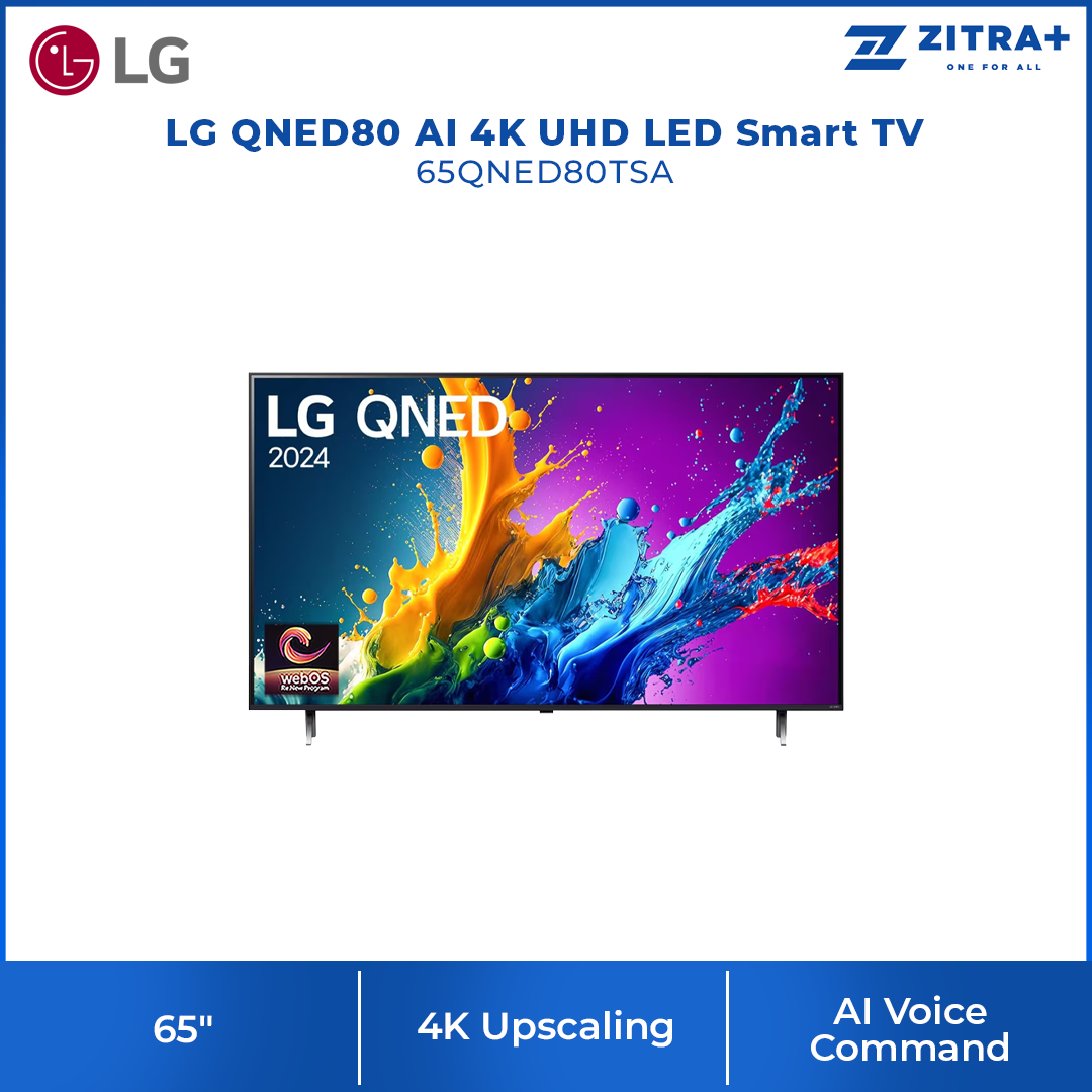 LG 55"/65"/75" QNED80 AI 4K UHD LED Smart TV QNED80TSA | 4K Upscaling | Dynamic Tone | HDR10 / HLG Mapping | AI Sound Pro