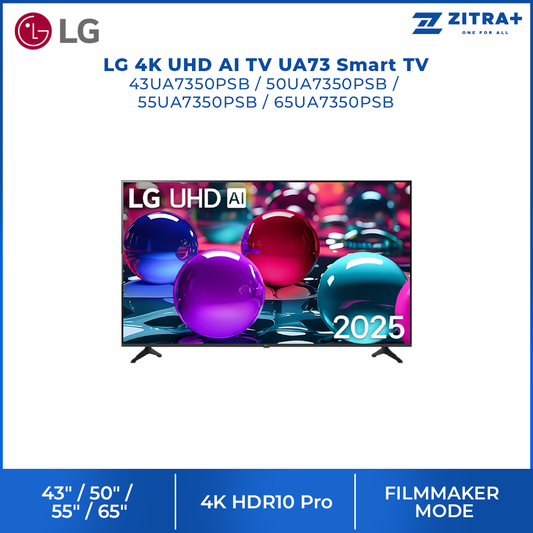 LG 43"/ 50"/ 55"/65" 4K UHD AI TV UA73 Smart TV 43UA7350PSB|50UA7350PSB|55UA7350PSB|65UA7350PSB | AI Magic Remote | AI Processor Gen8 |  HDR10 Pro