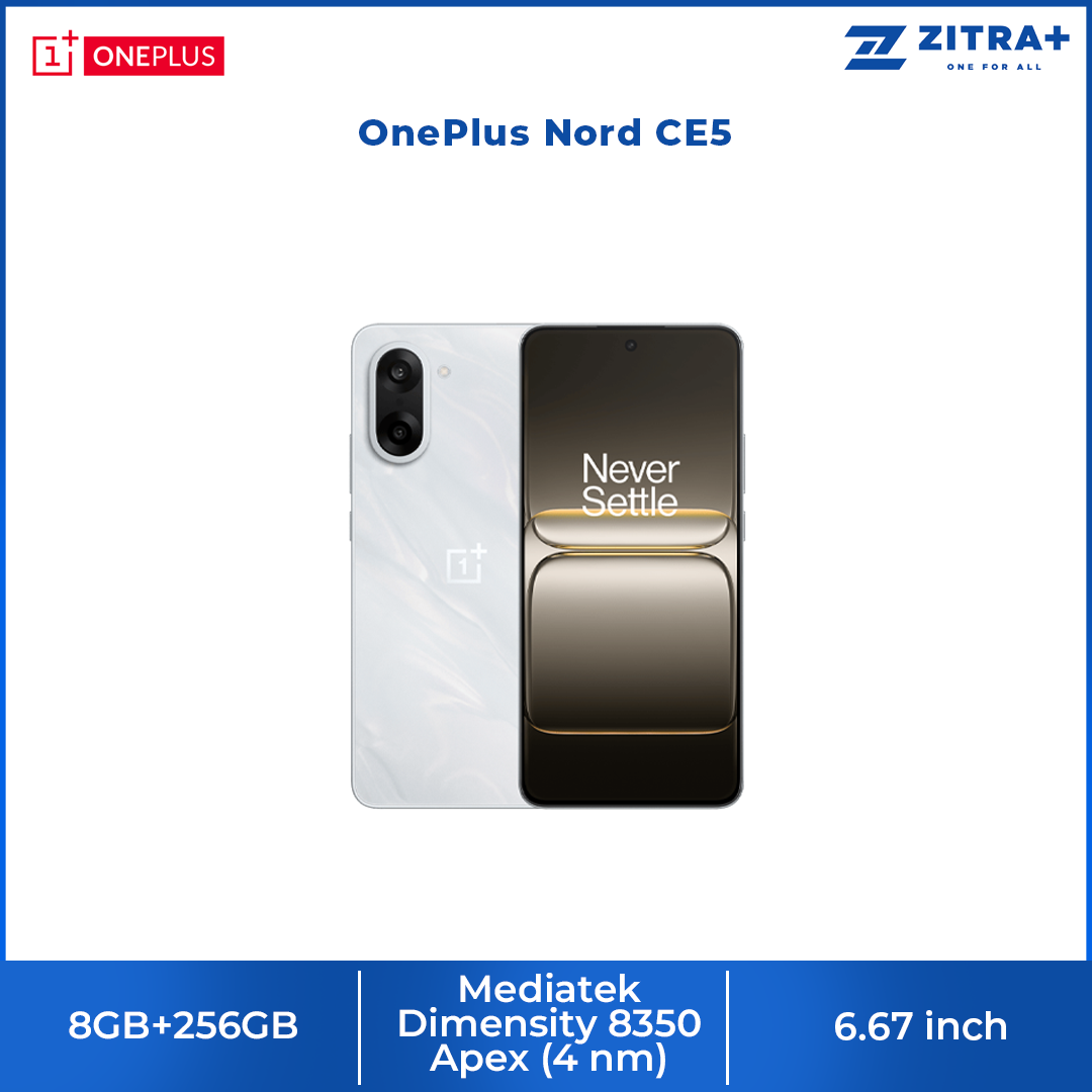 OnePlus Nord CE5 8GB+256GB | 6.67 inch | 50MP Rear Camera | Mediatek Dimensity 8350 Apex (4 nm) | Android 15, ColorOS 15
