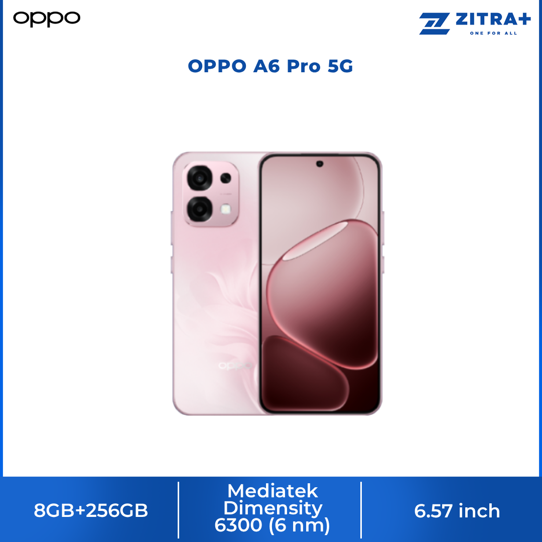 OPPO A6 Pro 5G 8GB+256GB | 50MP Camera | 6.57 inch, AMOLED | Li-Po 6500mAh | Mediatek Dimensity 6300 (6 nm) | Android 15, ColorOS 15
