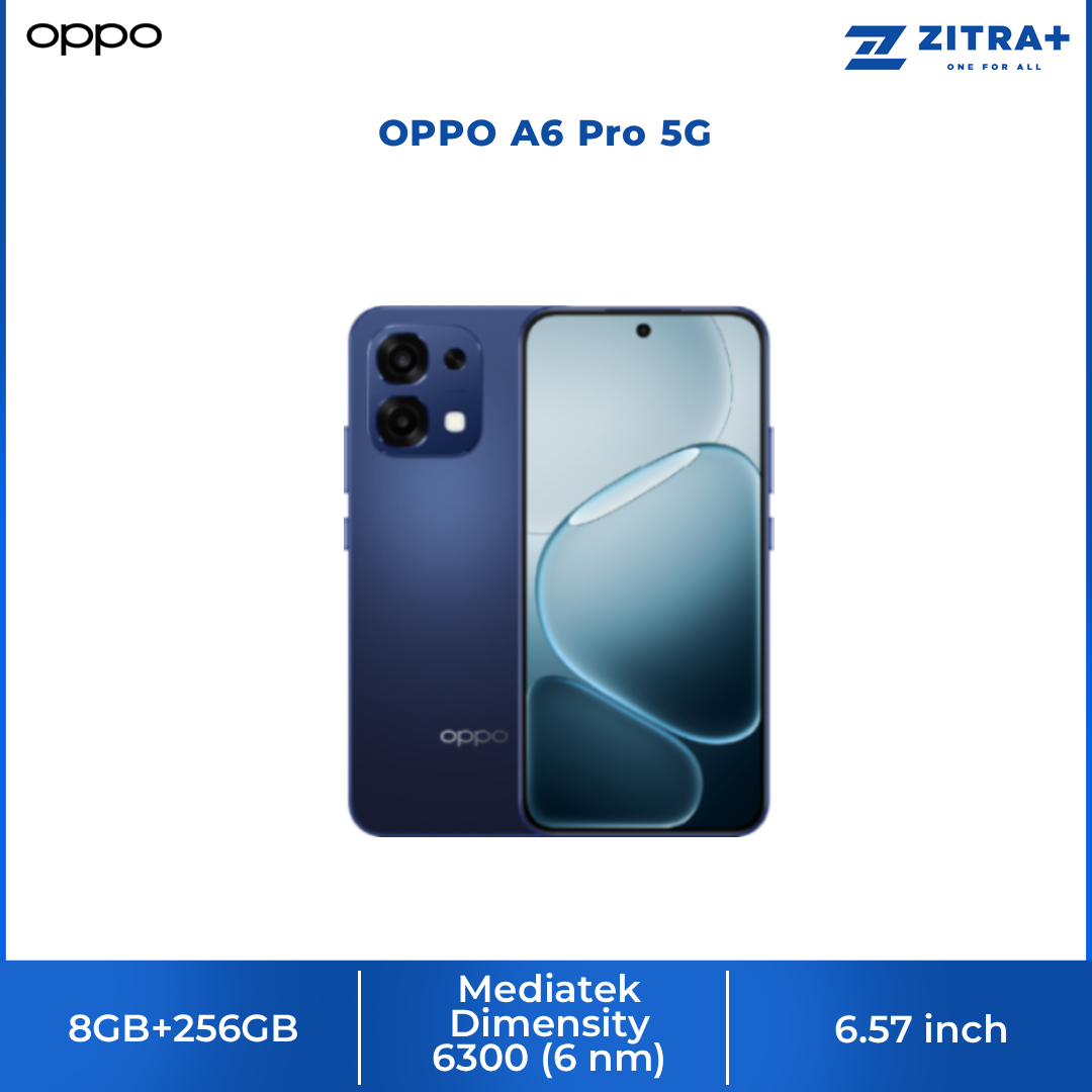 OPPO A6 Pro 5G 8GB+256GB | 50MP Camera | 6.57 inch, AMOLED | Li-Po 6500mAh | Mediatek Dimensity 6300 (6 nm) | Android 15, ColorOS 15