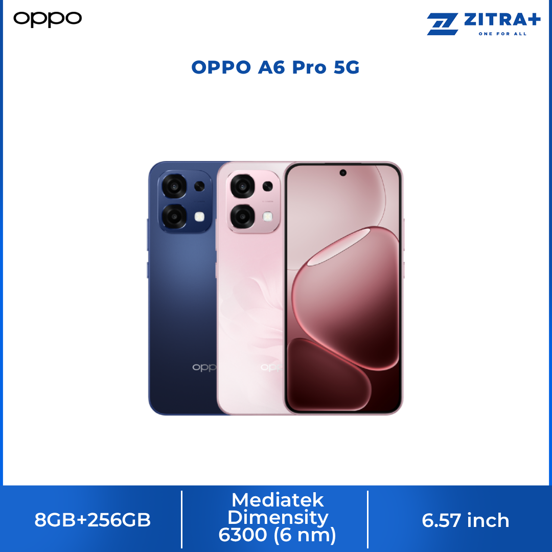 OPPO A6 Pro 5G 8GB+256GB | 50MP Camera | 6.57 inch, AMOLED | Li-Po 6500mAh | Mediatek Dimensity 6300 (6 nm) | Android 15, ColorOS 15