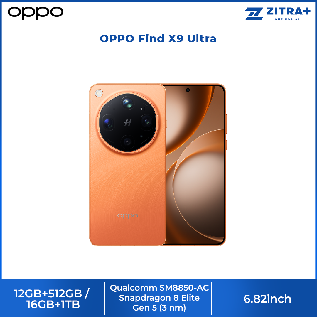 OPPO Find X9 Ultra 12GB+512GB/ 16GB+1TB | 6.82inch, LTPO AMOLED | 200MP Rear Camera | Qualcomm SM8850-AC Snapdragon 8 Elite Gen 5 (3 nm) | 7050mAh, Fast charging 100W wired