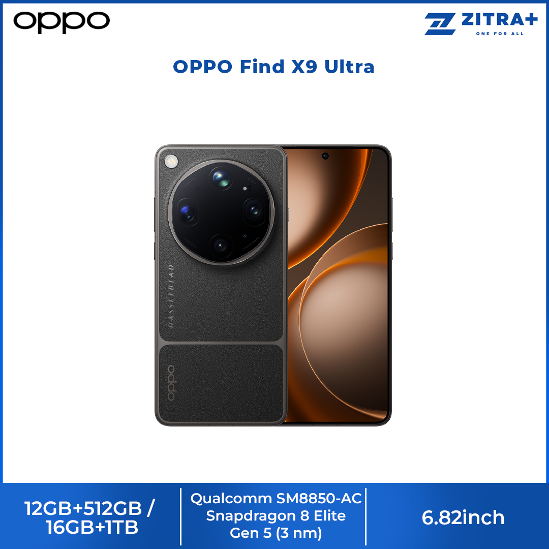OPPO Find X9 Ultra 12GB+512GB/ 16GB+1TB | 6.82inch, LTPO AMOLED | 200MP Rear Camera | Qualcomm SM8850-AC Snapdragon 8 Elite Gen 5 (3 nm) | 7050mAh, Fast charging 100W wired