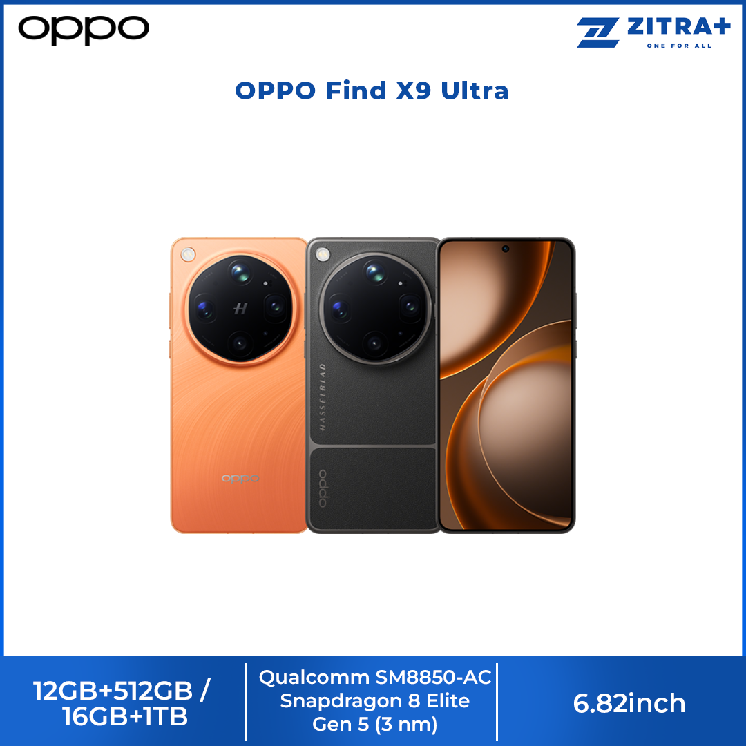 OPPO Find X9 Ultra 12GB+512GB/ 16GB+1TB | 6.82inch, LTPO AMOLED | 200MP Rear Camera | Qualcomm SM8850-AC Snapdragon 8 Elite Gen 5 (3 nm) | 7050mAh, Fast charging 100W wired