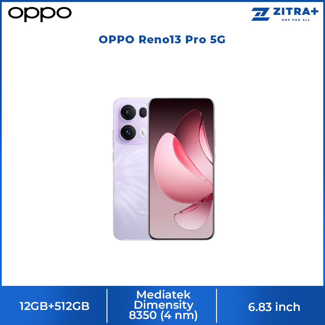 OPPO Reno13 Pro 5G | 5800mAh Large Battery | 80W SUPERVOOC Flash Charge | 5800mAh Large Battery | Mediatek Dimensity 8350