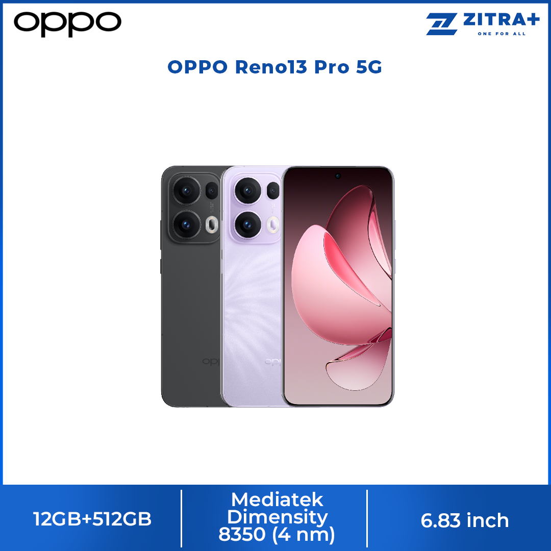 OPPO Reno13 Pro 5G | 5800mAh Large Battery | 80W SUPERVOOC Flash Charge | 5800mAh Large Battery | Mediatek Dimensity 8350