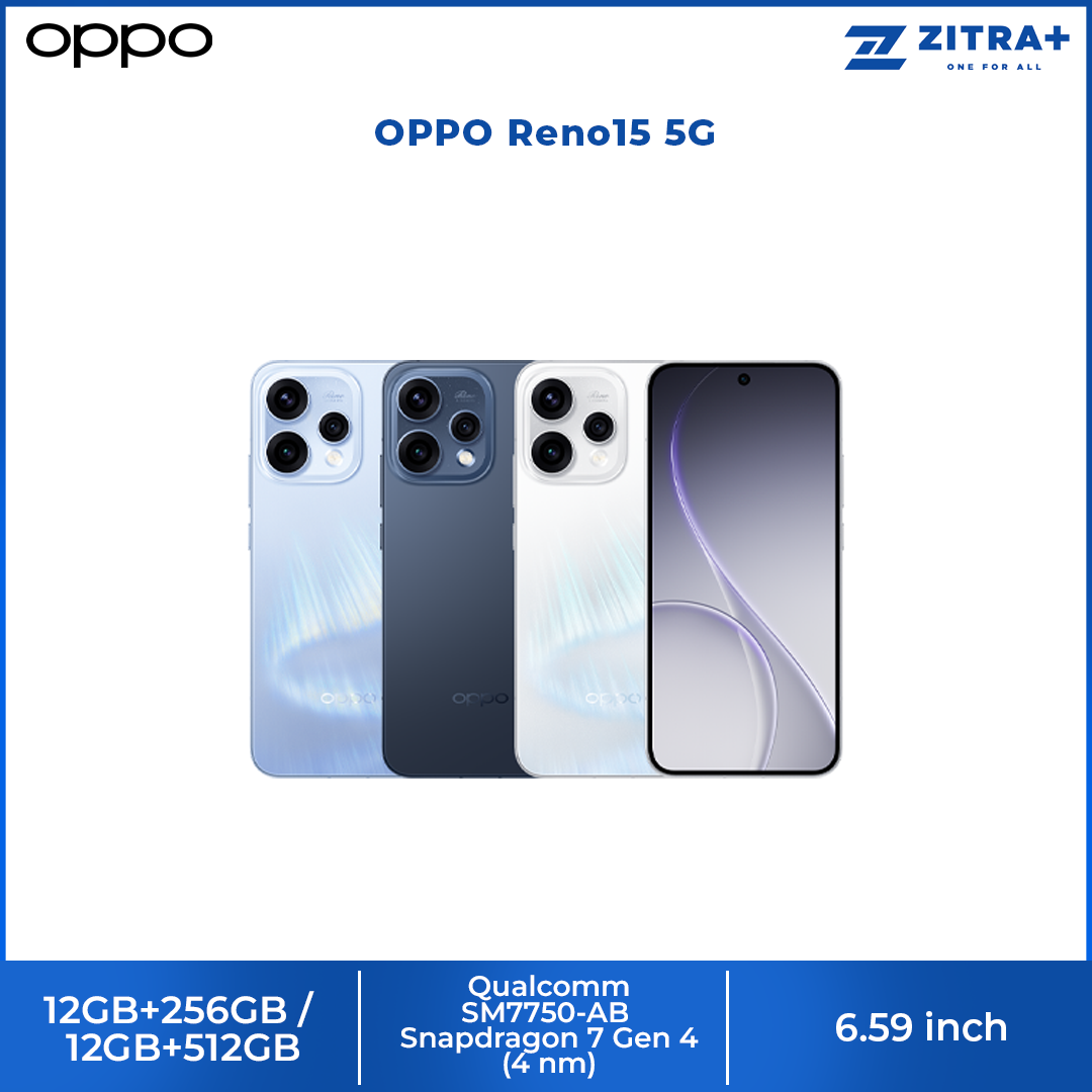 OPPO Reno15 5G | 80W SUPERVOOC™ Flash Charge | 3.5x Telephoto Vibe Portrait | AI Motion Photo Popout | 50MP Ultra Wide Selfie Camera