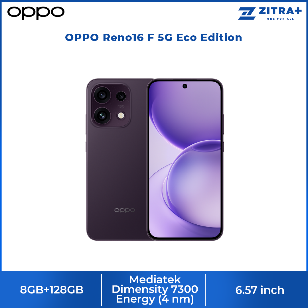 OPPO Reno16 F 5G Eco Edition 8GB+128GB | 50MP Ultra Wide Selfie Camera | AI Remix Collage | Smart & Smooth ColorOS 16