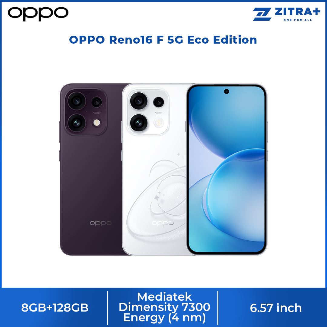 OPPO Reno16 F 5G Eco Edition 8GB+128GB | 50MP Ultra Wide Selfie Camera | AI Remix Collage | Smart & Smooth ColorOS 16