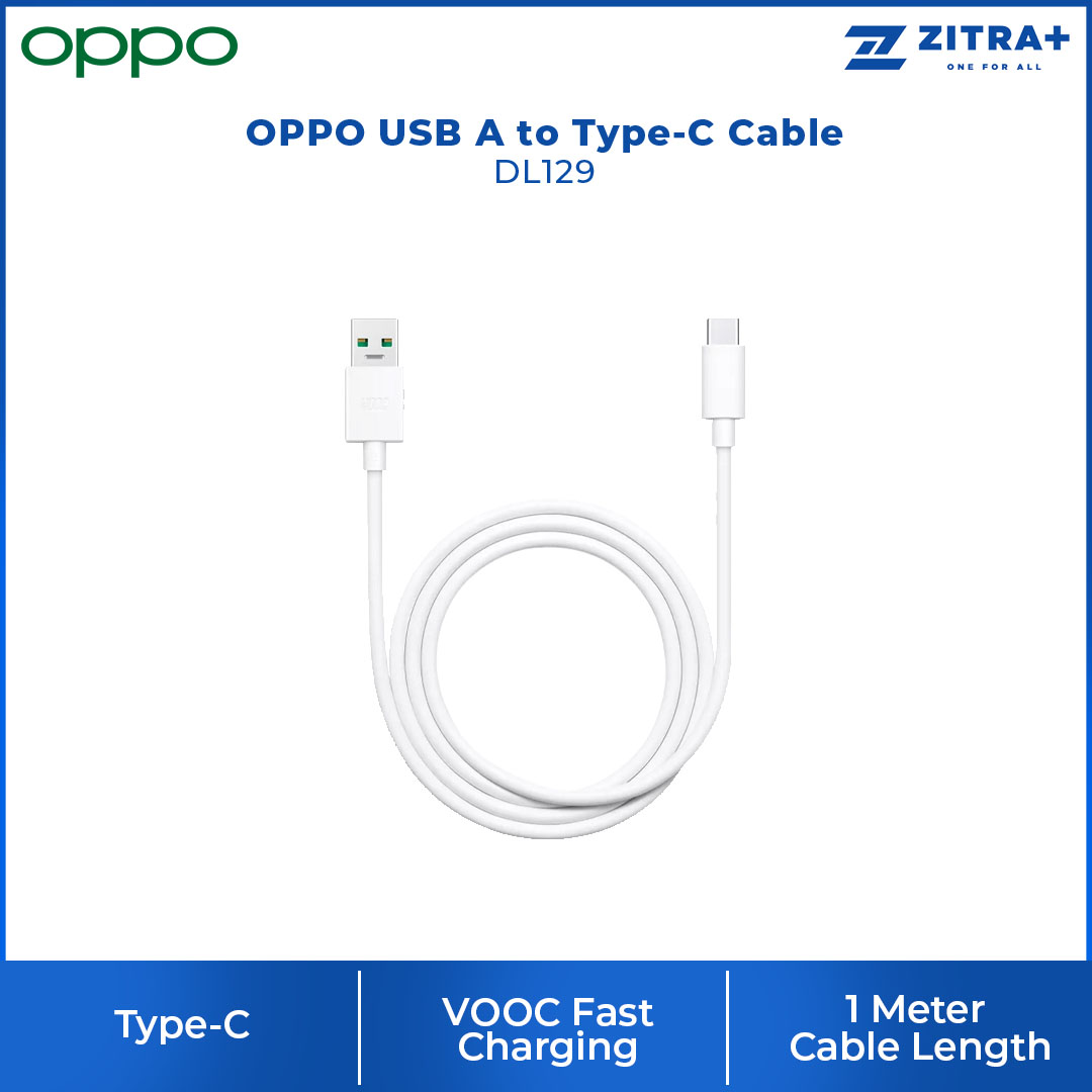 OPPO  USB A to Type-C Cable DL129 | Charging & Sync Data Communication | Perfect Size For Travel | Type-C interface  | Cable with 6 months Warranty