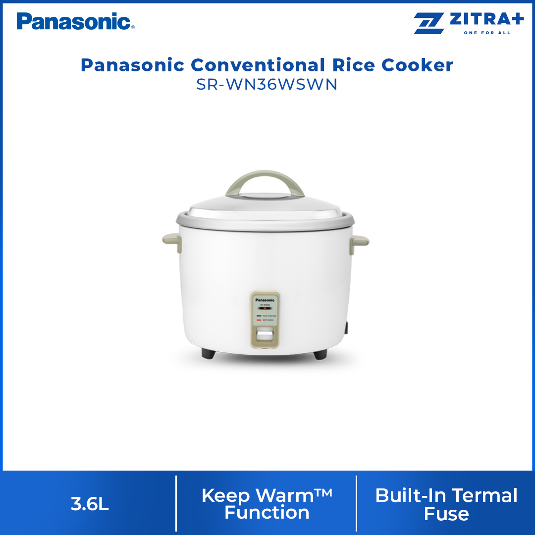 Panasonic 3.6L Conventional Rice Cooker SR-WN36WSWN | Keep Warm™ Function | Built-In Termal Fuse | Anodised Aluminium Inner Pan
