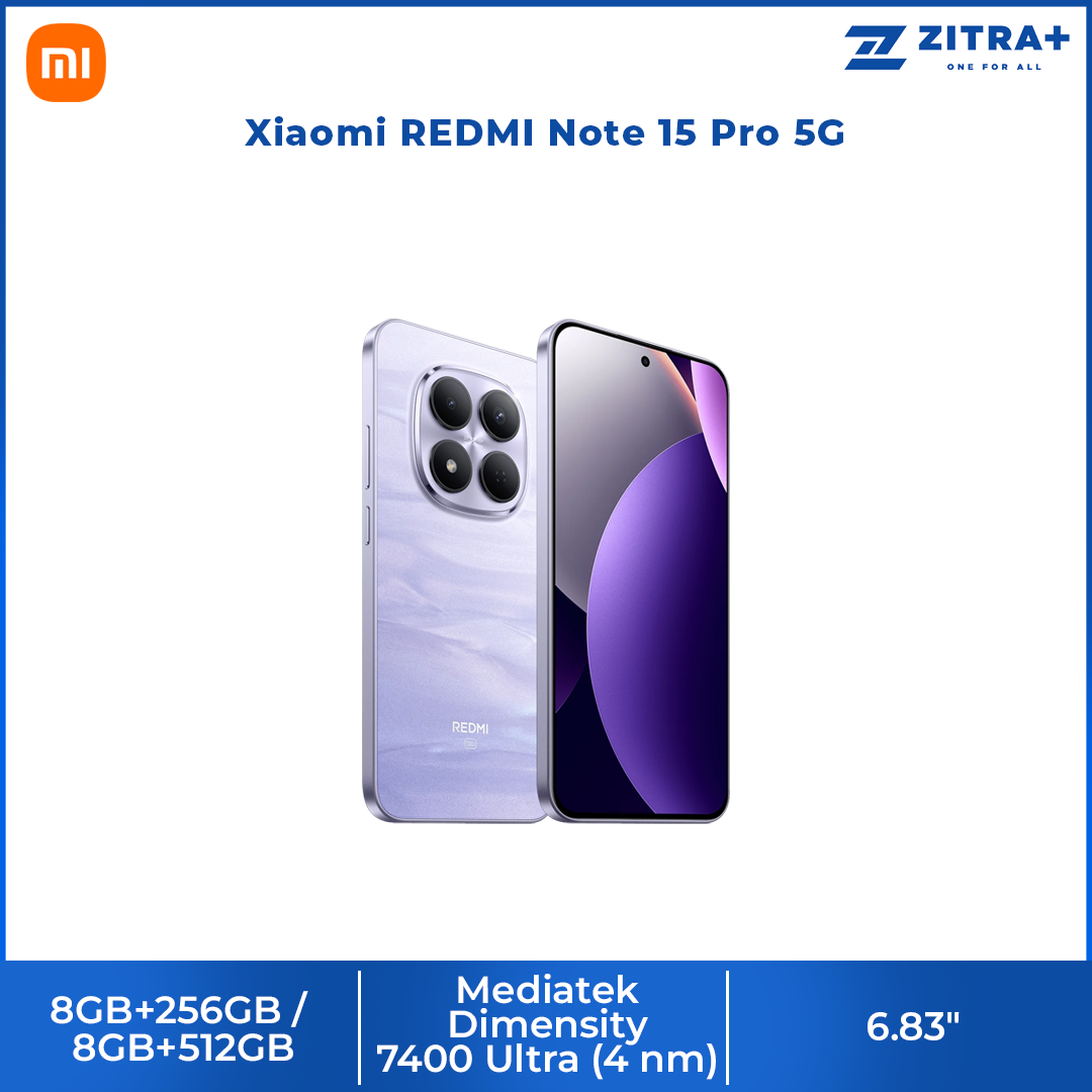 Xiaomi REDMI Note 15 Pro 5G 8GB+256GB/8GB+512GB | 6.83", AMOLED | 200MP Rear Camera | Mediatek Dimensity 7400 Ultra (4 nm) | Android 15, HyperOS 2 | Li-Po 6580mAh