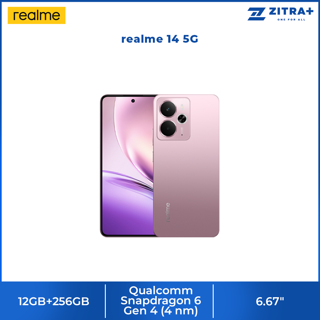 realme 14 5G 12GB+256GB | 6.67 inch | 50MP | Qualcomm Snapdragon 6 Gen 4 (4 nm) | 6000mAh, 45W Fast Charge