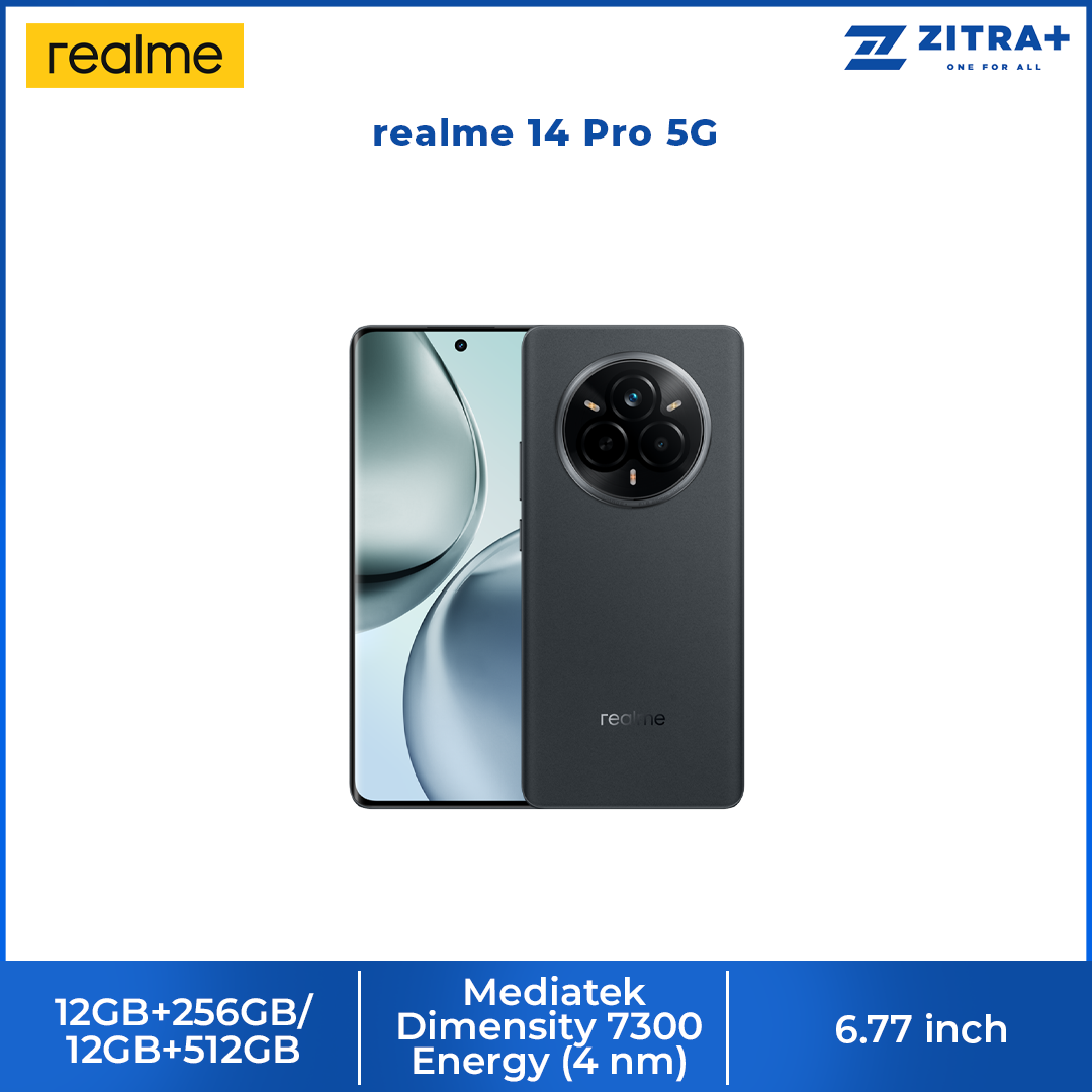 realme 14 Pro 5G 12GB+256GB/12GB+512GB | 6.77 inch | 50MP Rear Camera | Mediatek Dimensity 7300 Energy (4 nm) | 6000mAh, 45W Fast Charge