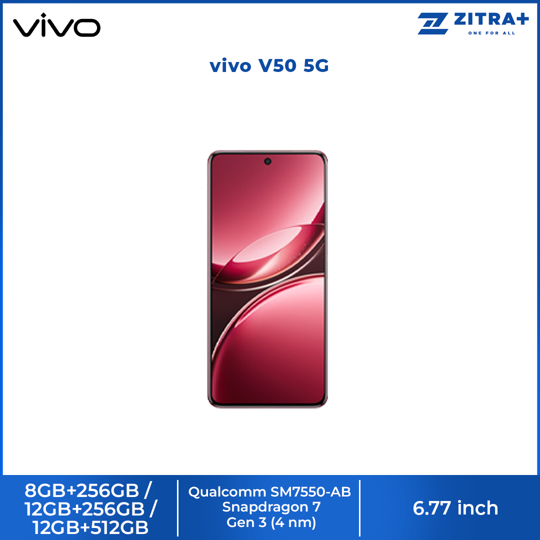 vivo V50 5G 8GB+256GB/12GB+256GB/12GB+512GB | 6.77 inches, AMOLED | Qualcomm SM7550-AB Snapdragon 7 Gen 3 (4 nm) | Li-Po 6000 mAh, 90W Flashcharge