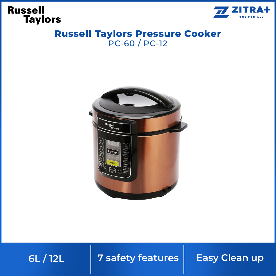 Russell Taylors 6L/12L Pressure Cooker PC-60/ PC-12 | Express Cooking | Multi-Cooking Function | LED Display | Cooker with 2 Year Warranty
