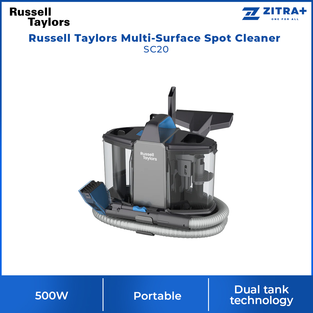Russell Taylors 500W Multi-Surface Spot Cleaner SC20 | Clean fabrics, mirrors & windows | Portable, lightweight