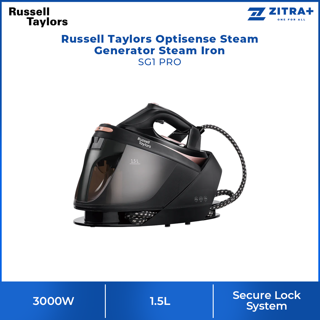 Russell Taylors 3000W Optisense Steam Generator Steam Iron SG1 PRO | Optisense Temperature Control | Secure Lock System