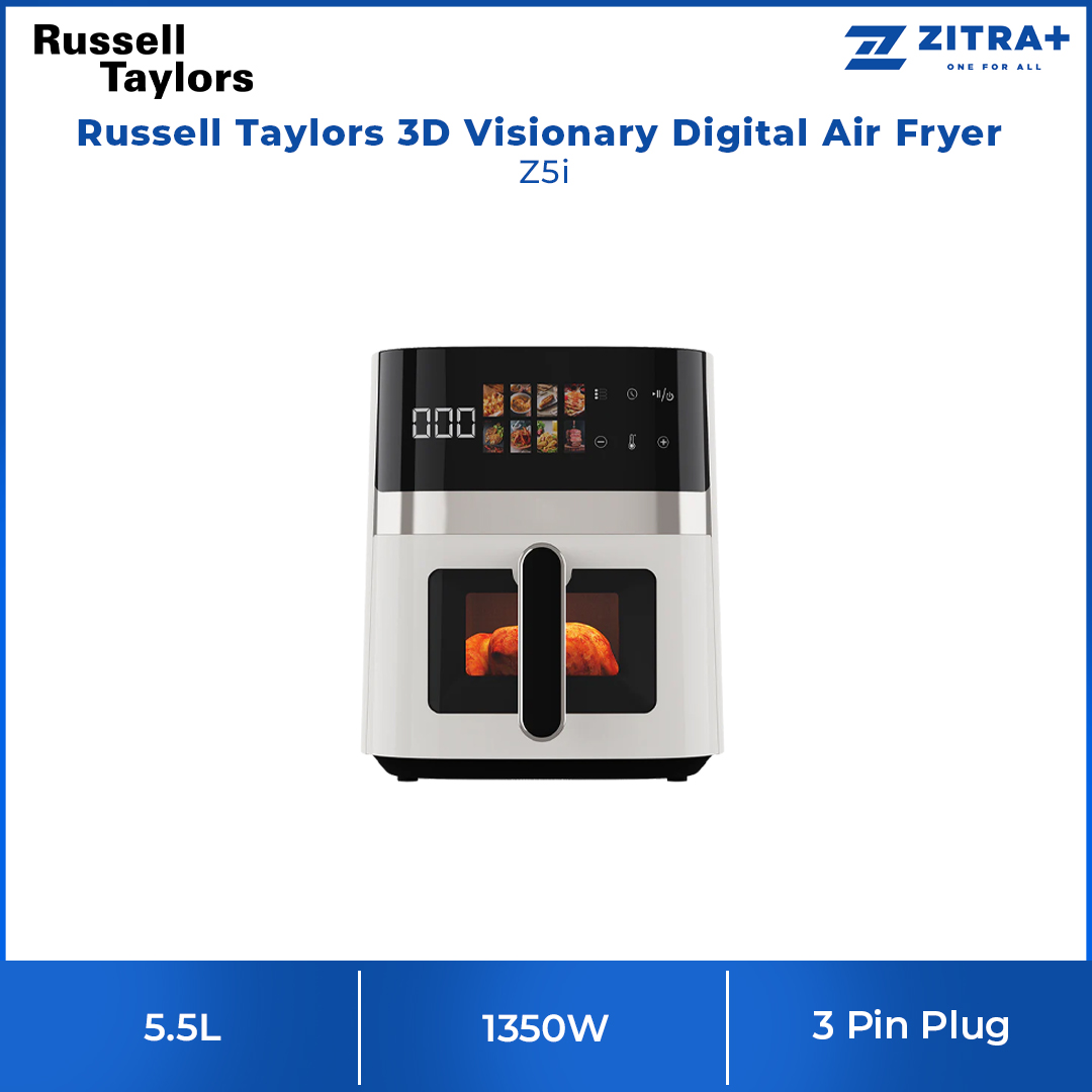 Russell Taylors 5.5L 3D Visionary Digital Air Fryer Z5i | 360° Rapid Air Circulation Technology | Digital Controller