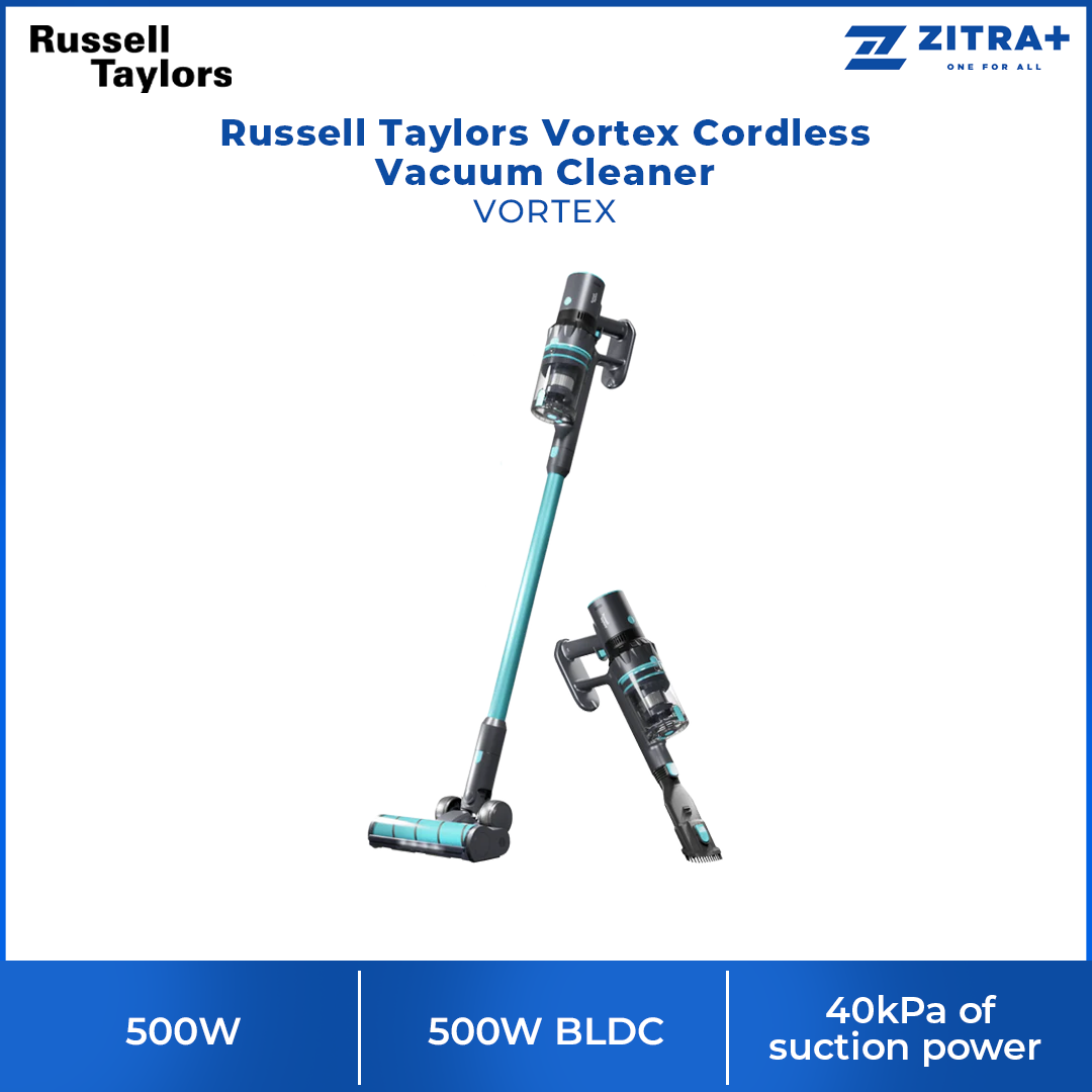 Russell Taylors 500W Vortex Cordless Vacuum Cleaner VORTEX | CycloneTechnology | Auto Cleaning Mode