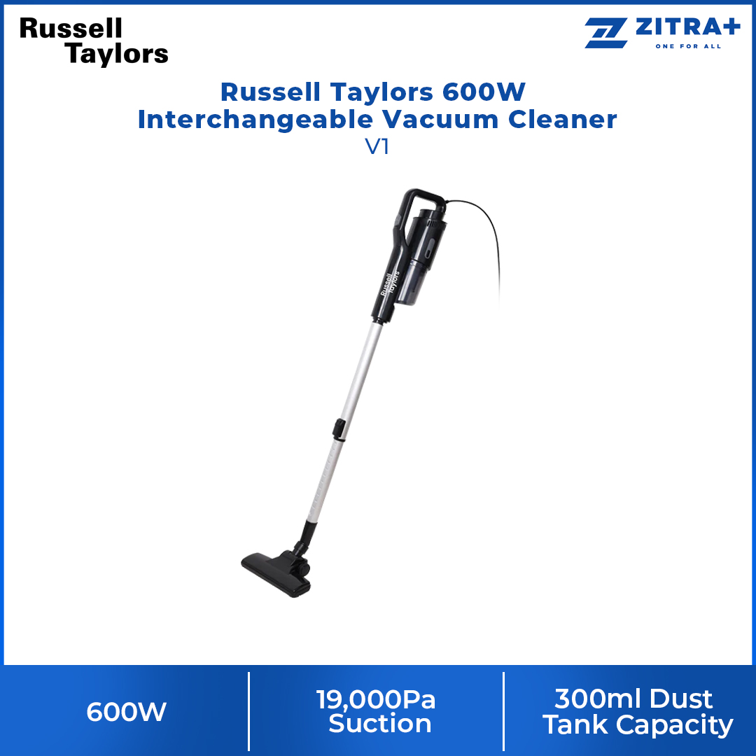 Russell Taylors 600W Interchangeable Vacuum Cleaner V1 | Power: 600W | Suction: 19,000Pa |  Dust Tank Capacity: 300ml | 2  Year General Warranty