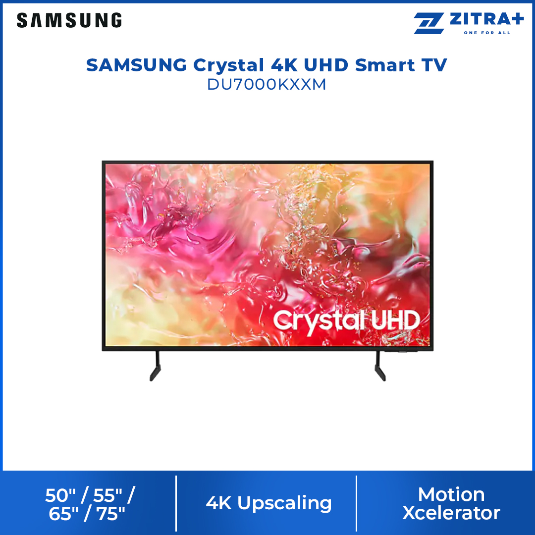 SAMSUNG 50"/55"/65"/75" Crystal 4K UHD Smart TV UA50DU7000KXXM/UA55DU7000KXXM/UA65DU7000KXXM/UA75DU7000KXXM | 4k Upscaling | Motion Xcelerator