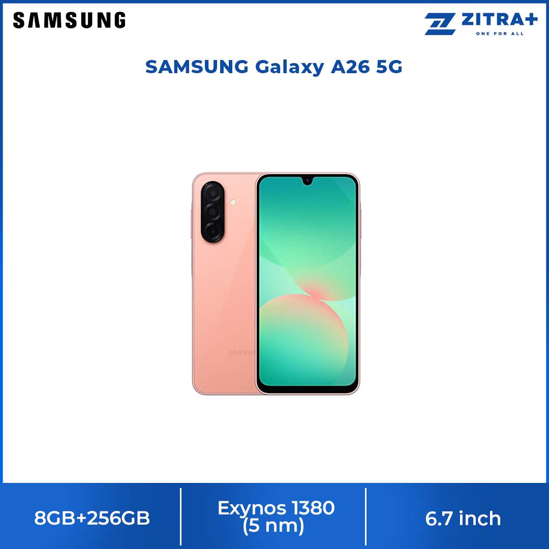 SAMSUNG Galaxy A26 5G 8GB+256GB | Exynos 1380 (5 nm) | 6.7 inches, Super AMOLED | 50MP Main Camera | Li-Po 5000 mAh