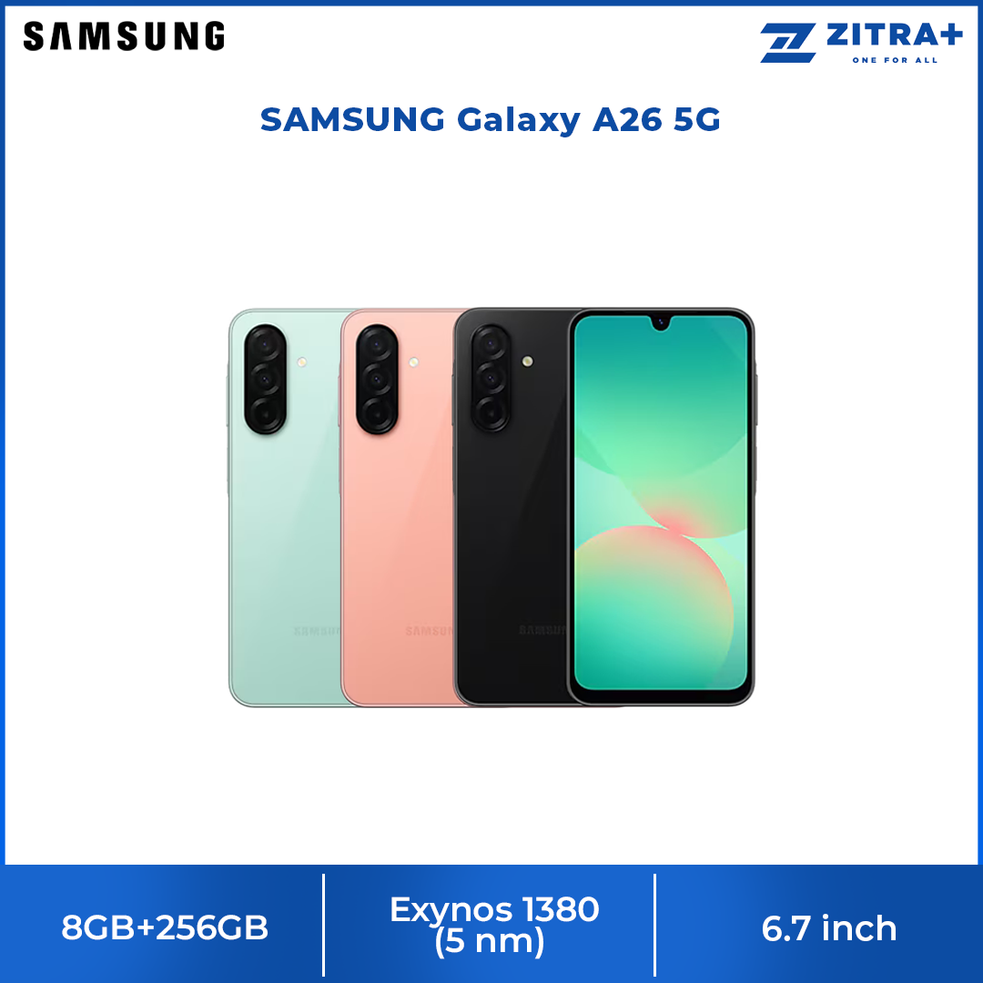 SAMSUNG Galaxy A26 5G 8GB+256GB | Exynos 1380 (5 nm) | 6.7 inches, Super AMOLED | 50MP Main Camera | Li-Po 5000 mAh