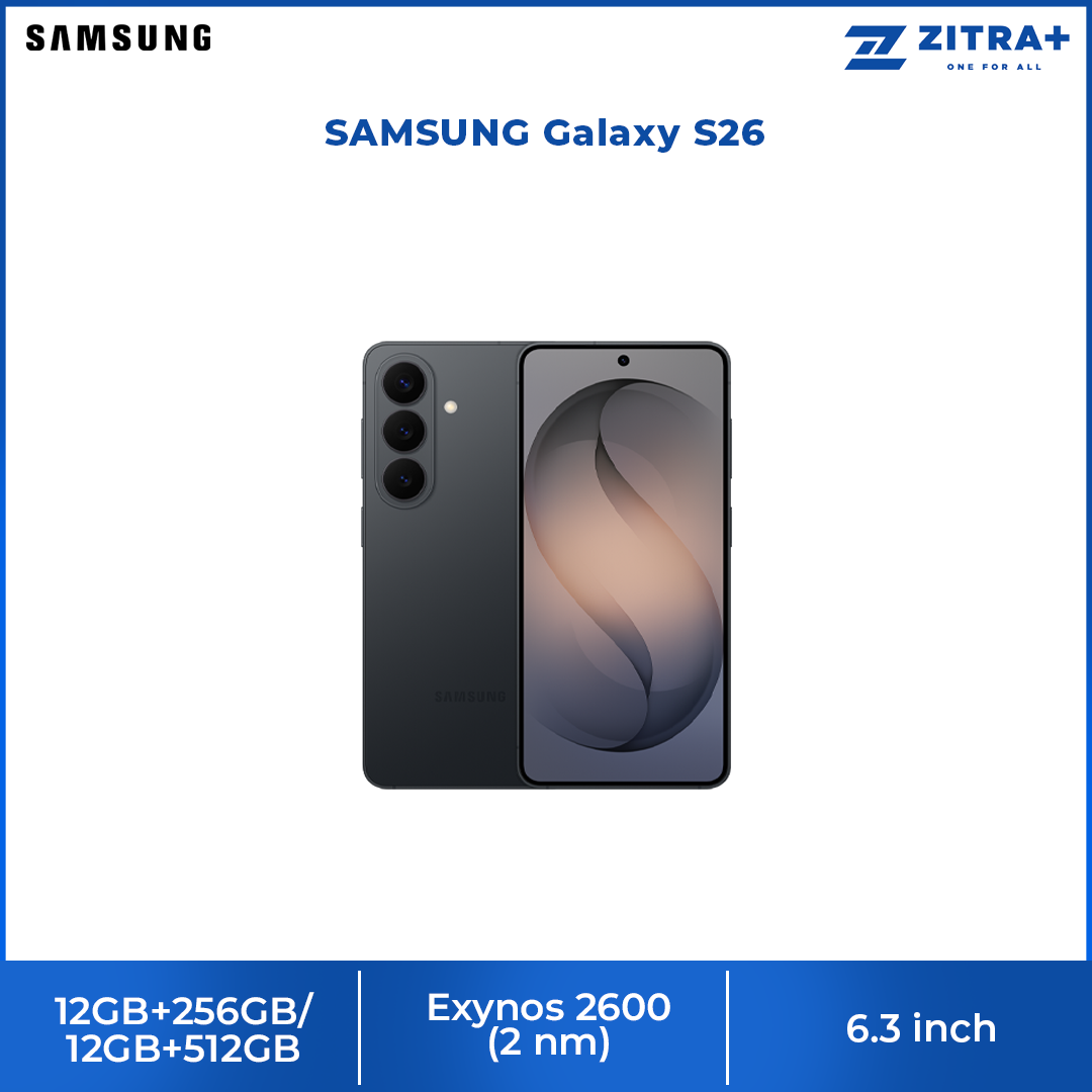 SAMSUNG Galaxy S26 12GB+256GB/ 12GB+512GB | 6.3 inches, Dynamic LTPO AMOLED 2X | 50MP Rear Camera | Exynos 2600 (2 nm) | Li-Ion 4300 mAh, 25W wired
