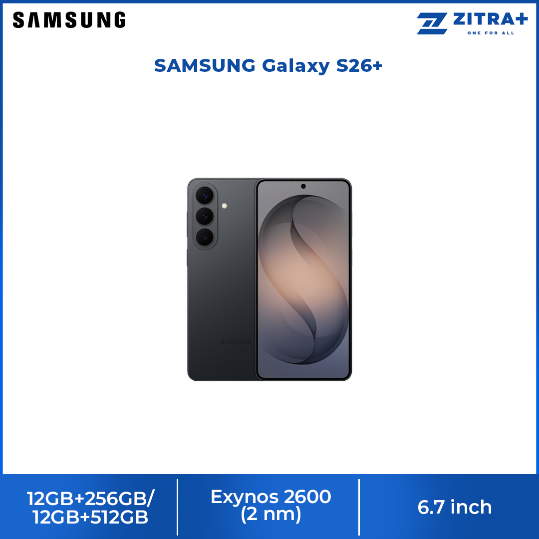 SAMSUNG Galaxy S26+ 12GB+256GB/12GB+512GB | 6.7 inches, Dynamic LTPO AMOLED 2X | 50MP Rear Camera | Exynos 2600 (2 nm) | Dual SIM | Li-Ion 4900 mAh, 45W wired