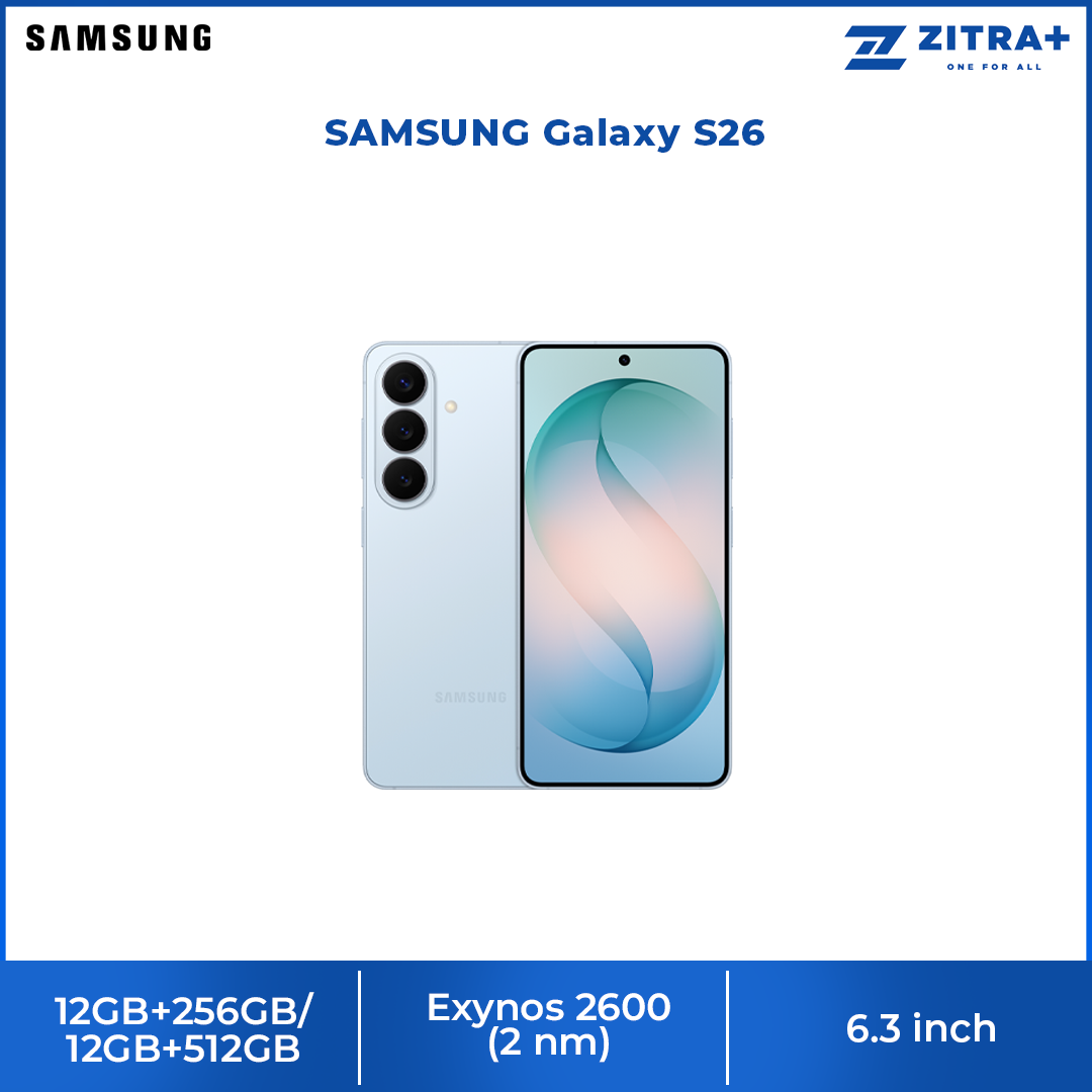 SAMSUNG Galaxy S26 12GB+256GB/ 12GB+512GB | 6.3 inches, Dynamic LTPO AMOLED 2X | 50MP Rear Camera | Exynos 2600 (2 nm) | Li-Ion 4300 mAh, 25W wired