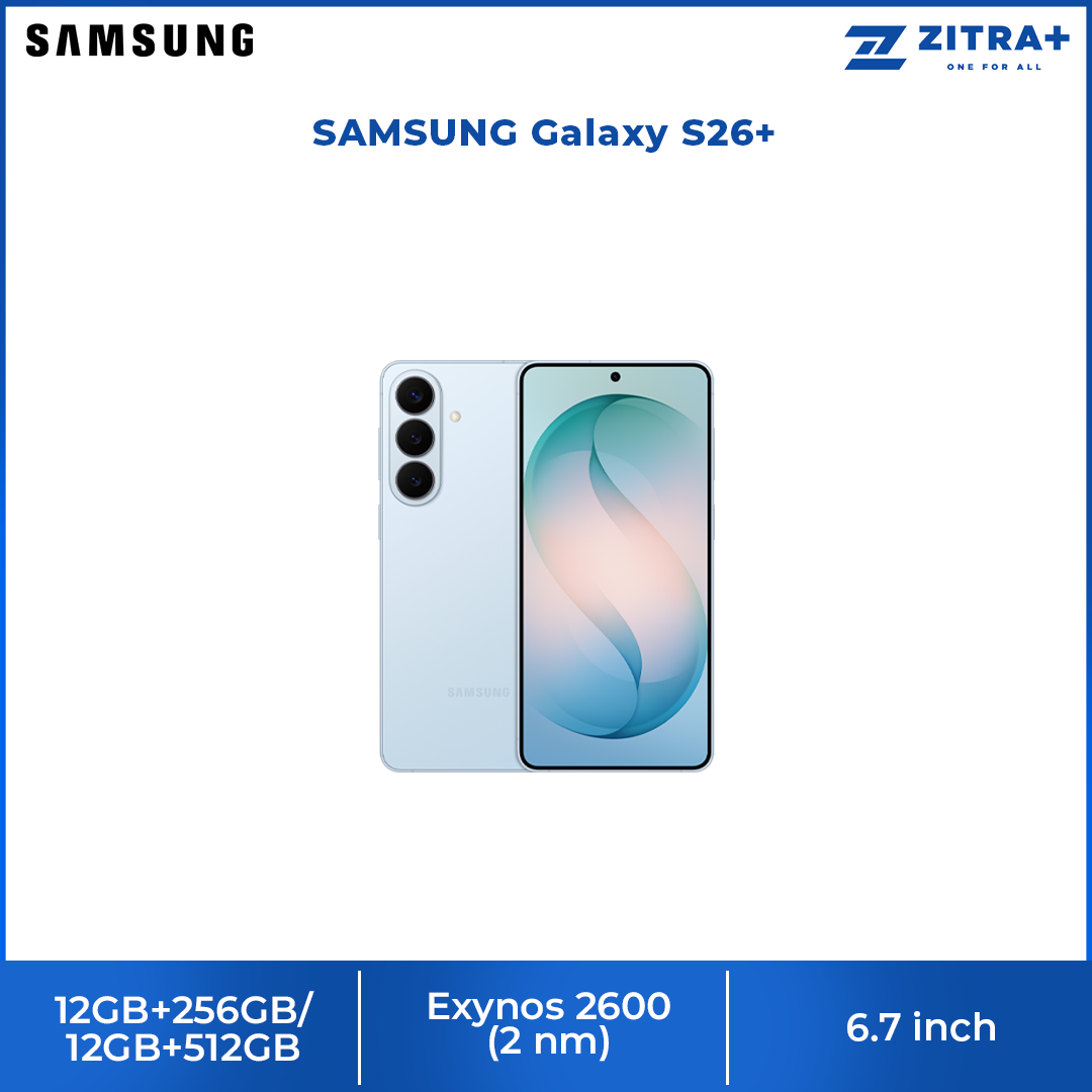 SAMSUNG Galaxy S26+ 12GB+256GB/12GB+512GB | 6.7 inches, Dynamic LTPO AMOLED 2X | 50MP Rear Camera | Exynos 2600 (2 nm) | Dual SIM | Li-Ion 4900 mAh, 45W wired