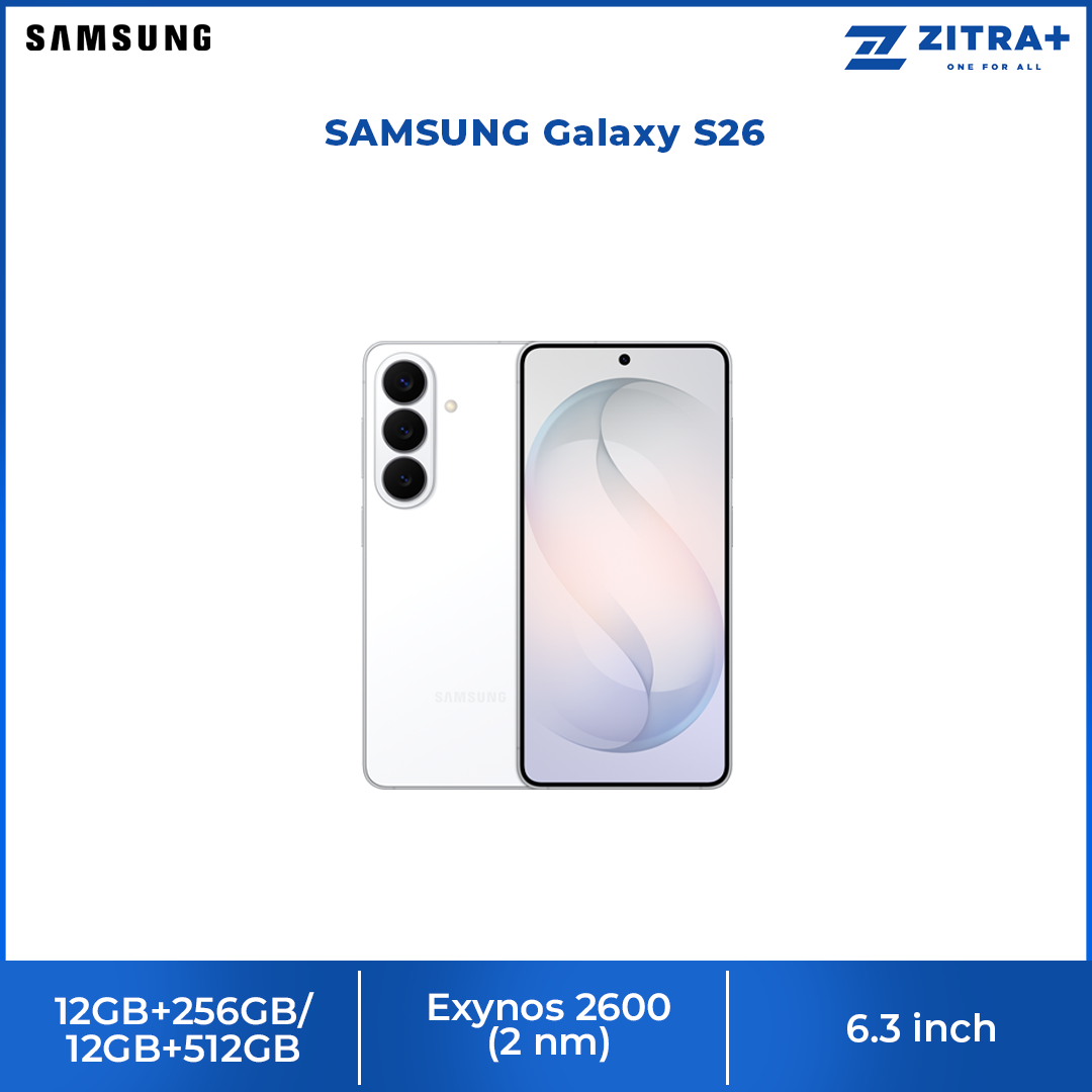 SAMSUNG Galaxy S26 12GB+256GB/ 12GB+512GB | 6.3 inches, Dynamic LTPO AMOLED 2X | 50MP Rear Camera | Exynos 2600 (2 nm) | Li-Ion 4300 mAh, 25W wired